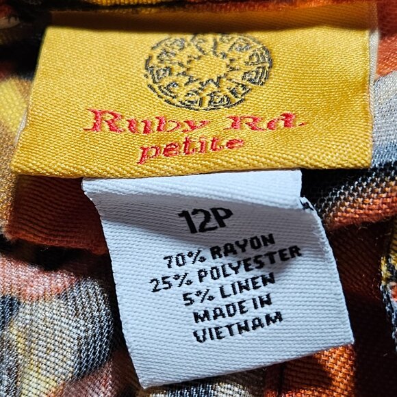 Ruby Rd Petite Button Up Shirt Womens Size12P Vibrant Abstract Print Long Sleeve - Picture 5 of 5